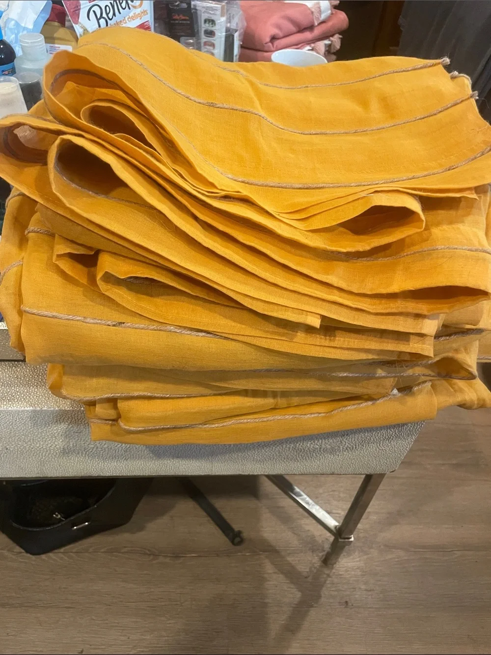 9 Mustard Yellow Sheer Window Curtains - Light-Filtering Drapes 84x45